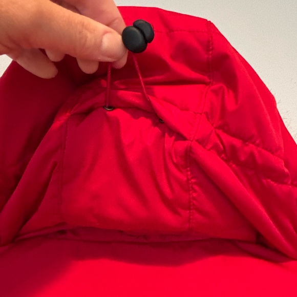 Lands' End Vibrant Red Puffer Coat with Faux Fur Hood Like New! - Picture 6 of 7